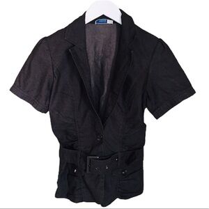 RICKIS Y2K Cargo V Cut Belted Utility Jacket/Vest With Cap Sleeves Brown Size 2